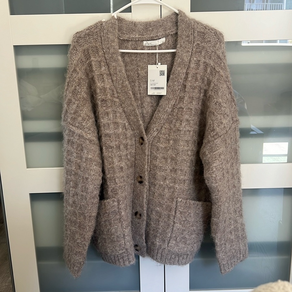 Oak + fort oversized grid textured cardigan NWT